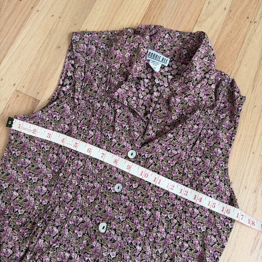 Vtg Robbie Bee Ditzy Floral Sleeveless Maxi Button Front Dress Size 10 Purple - Picture 8 of 9